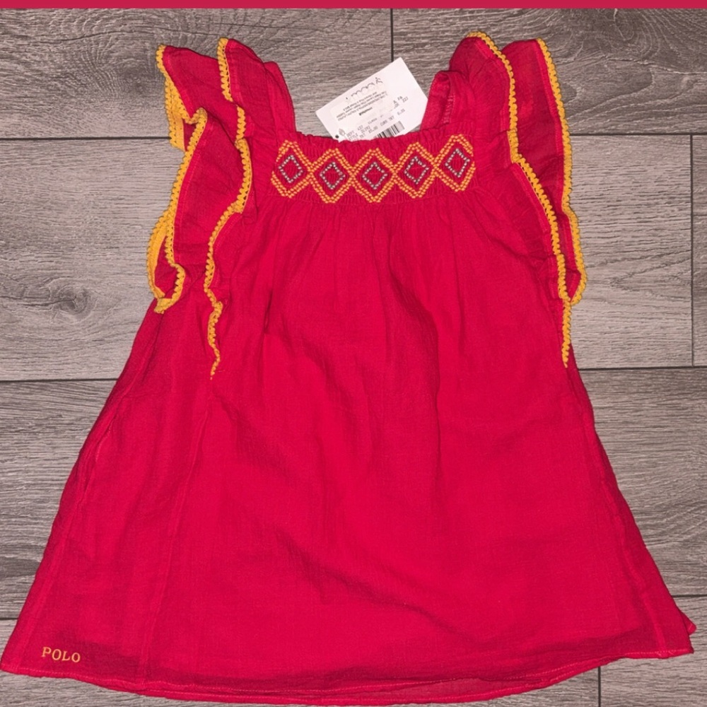 Polo Ralph Lauren Toddler Girl Size 4 Ruffle Sleeveless Dress Embroidered New!
